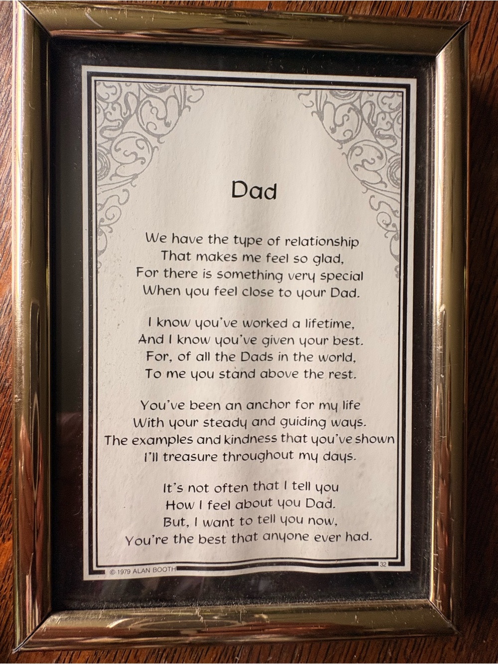 Vintage Framed 'Dad' Poem Wall Art in Metal Frame